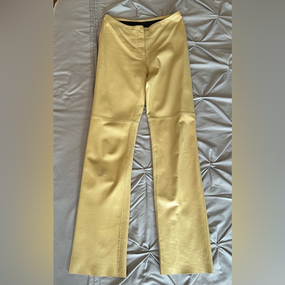 Bebe Genuine Leather Mid-rise Pants in Pearl Beige - Vintage Y2K